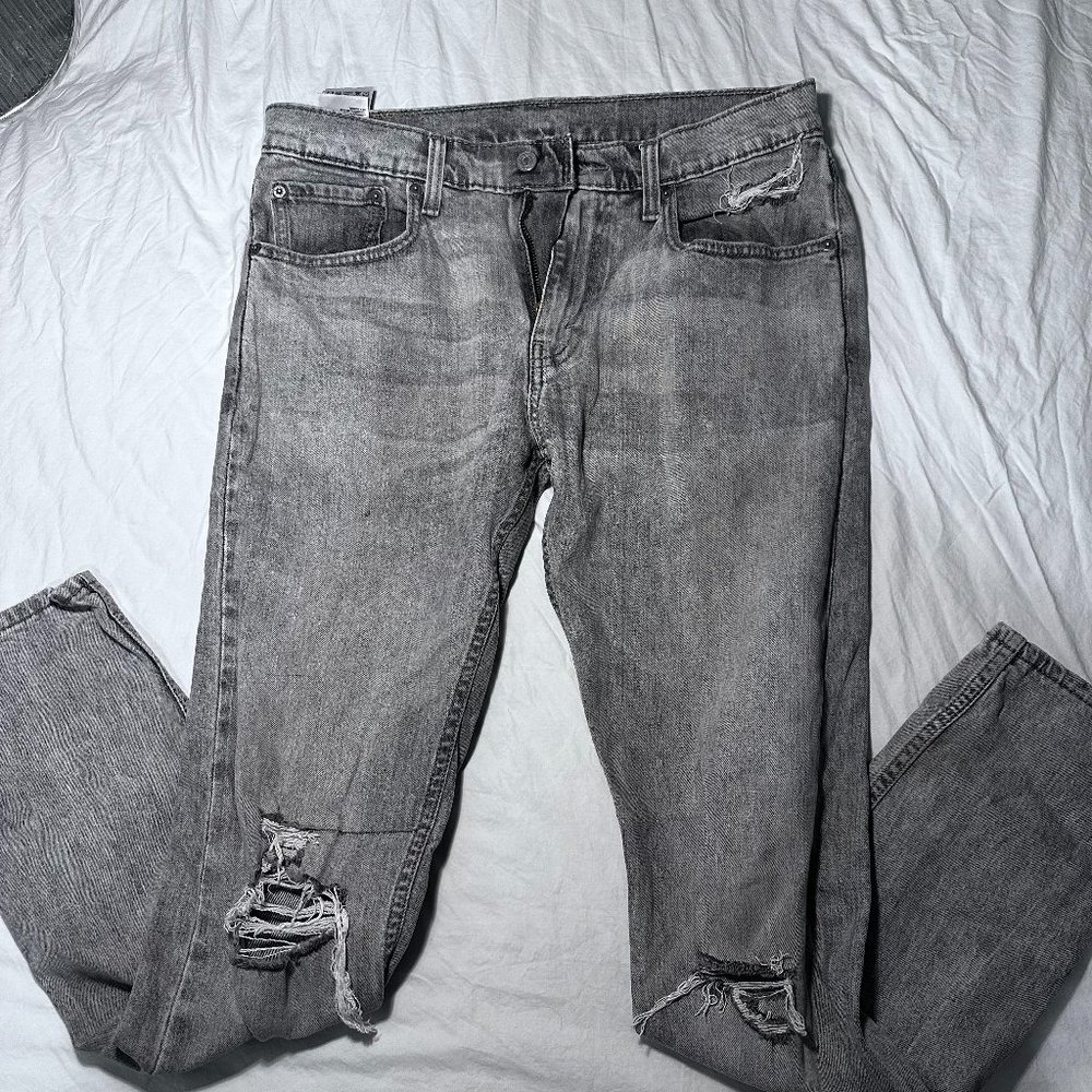 Grey Levi Ripped Jeans - Picture 1 of 2